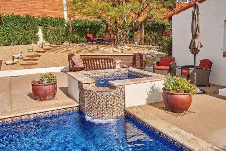 Home Exchange in Palm Springs, CA hot tub and large yard