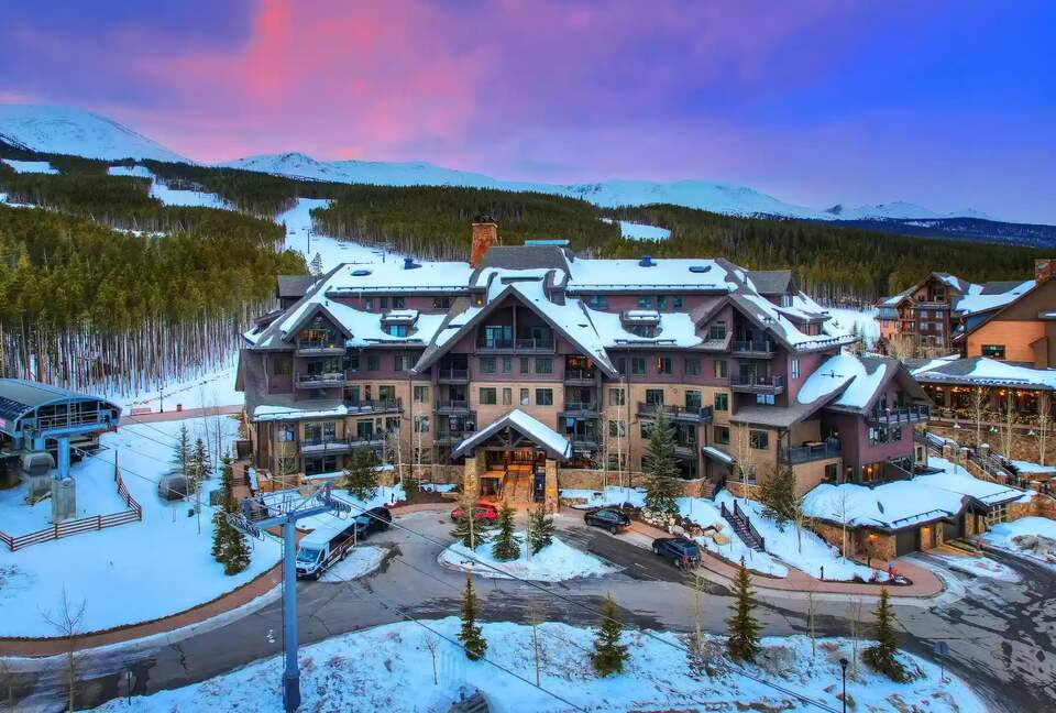 Crystal Peak Lodge front entrance from Ski Hill Road