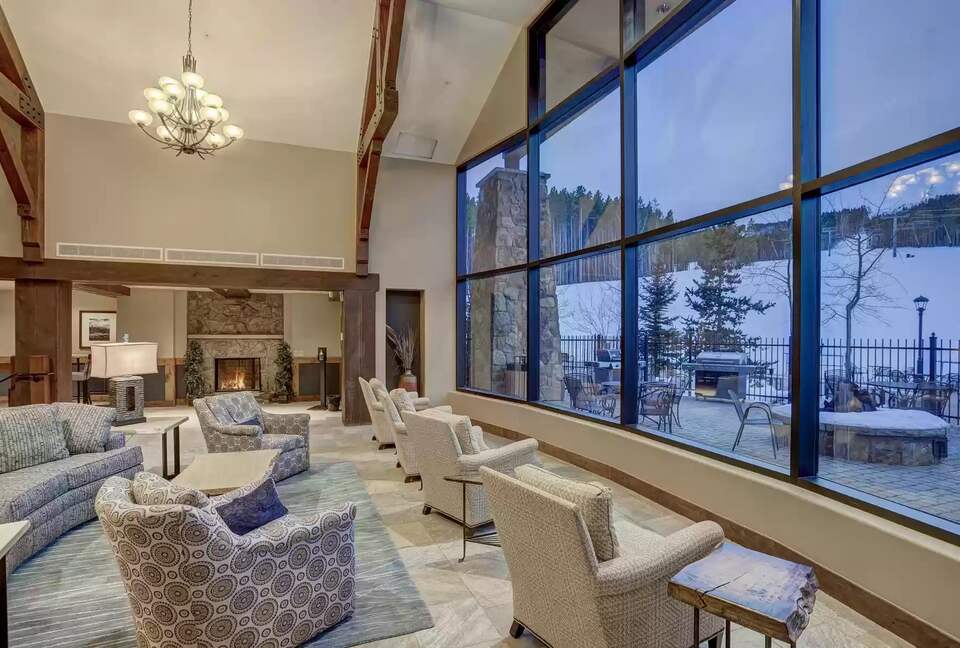 Lodge view of peak 7 and ski slope