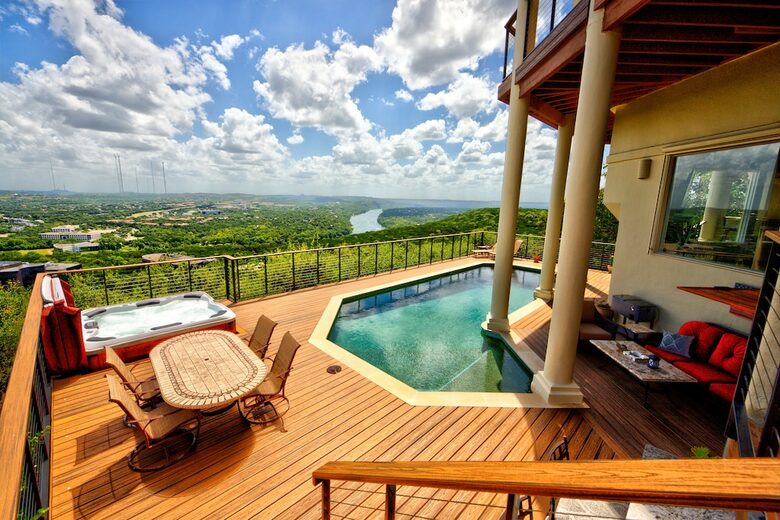 Home Exchange in Austin, TX incredible pool with sweeping views