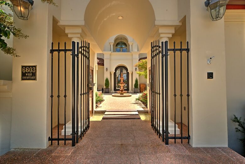 Home Exchange in Austin, TX gated entry into the courtyard