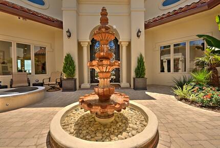Home Exchange in Austin, TX fountain view in the courtyard