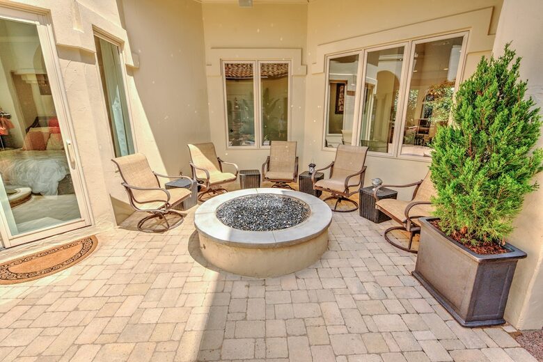 Home Exchange in Austin, TX fire pit in the courtyard