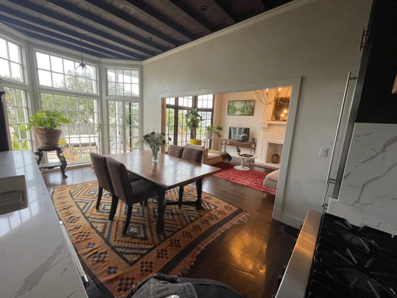 Home Exchange in San Francisco, CA, floor/ ceiling windows in kitchen