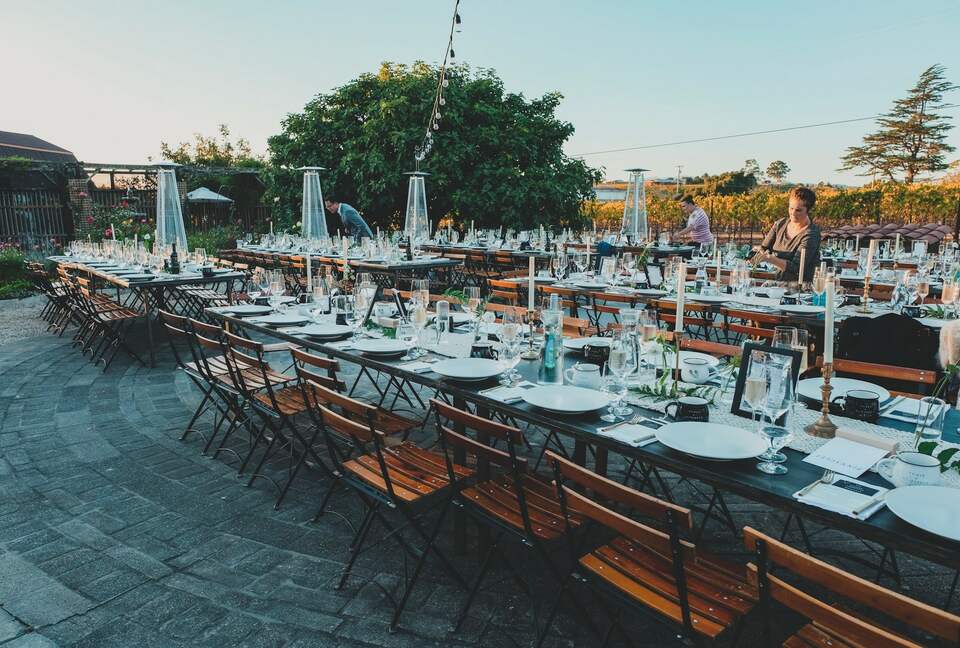 Home Exchange in Napa, CA party set up with lots of guests