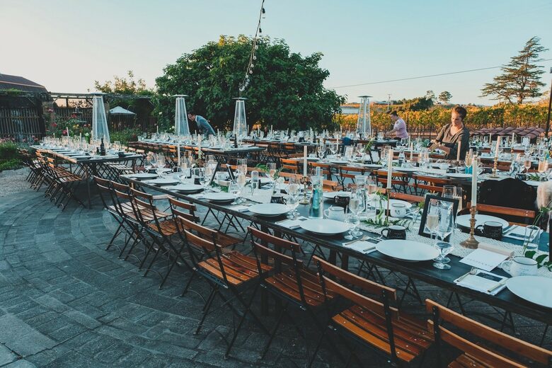 Home Exchange in Napa, CA party set up with lots of guests