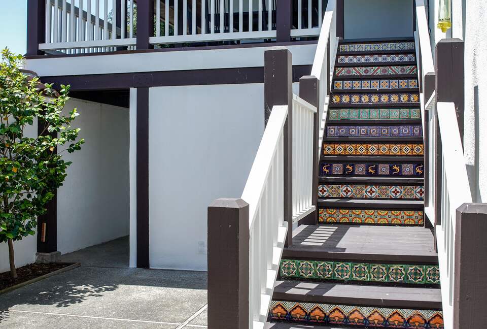 Home Exchange in Napa, CA fun stairs with tiles