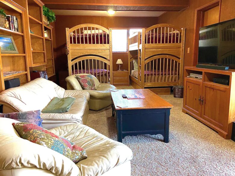 Lower den with two bunk beds