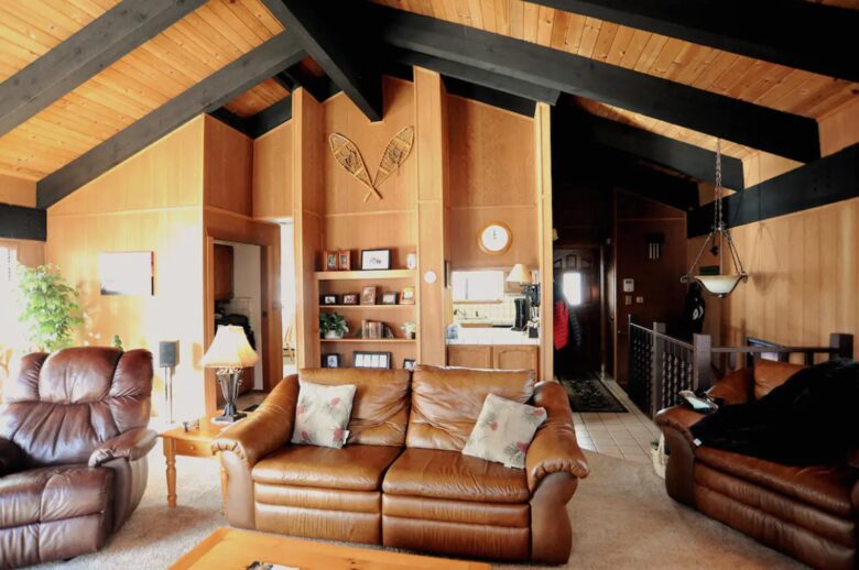 Living room with vaulted ceiling