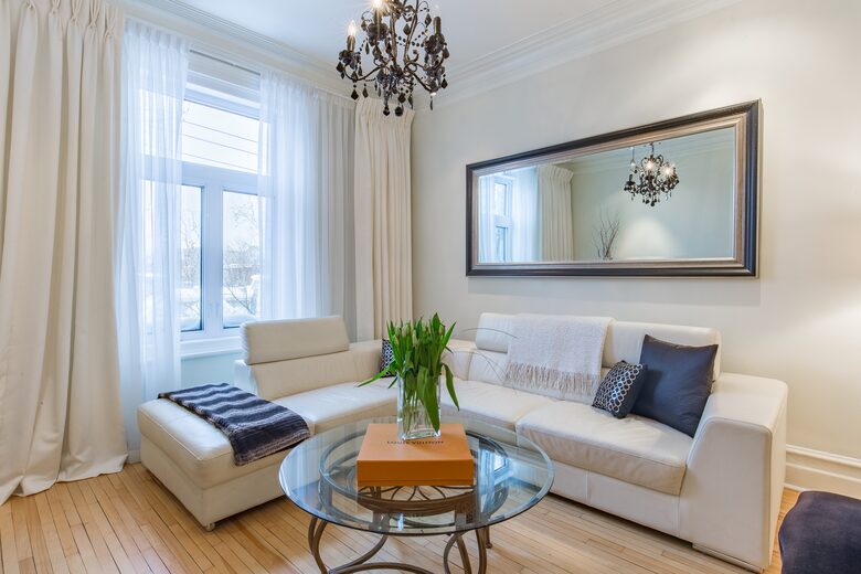 Home Exchange in Montreal, Quebec living room with luxurious furniture