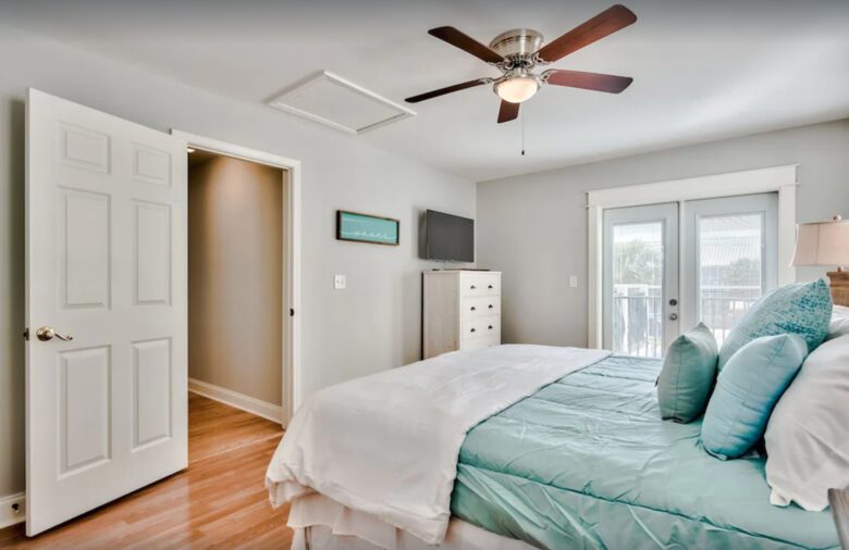 Second floor king bed and ensuite bathroom