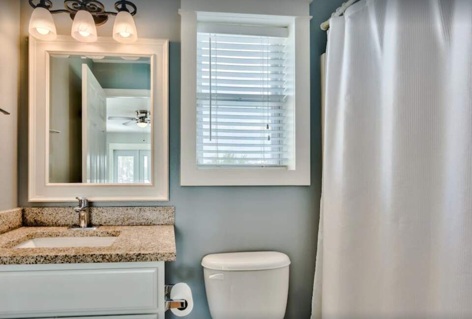 First floor king bed and ensuite bathroom