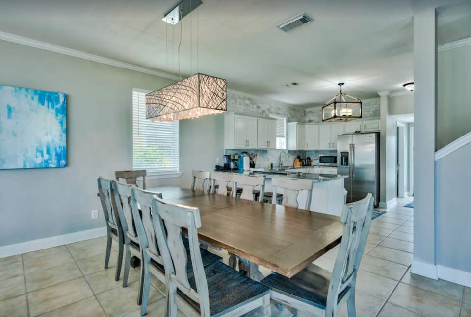 Open dining and kitchen