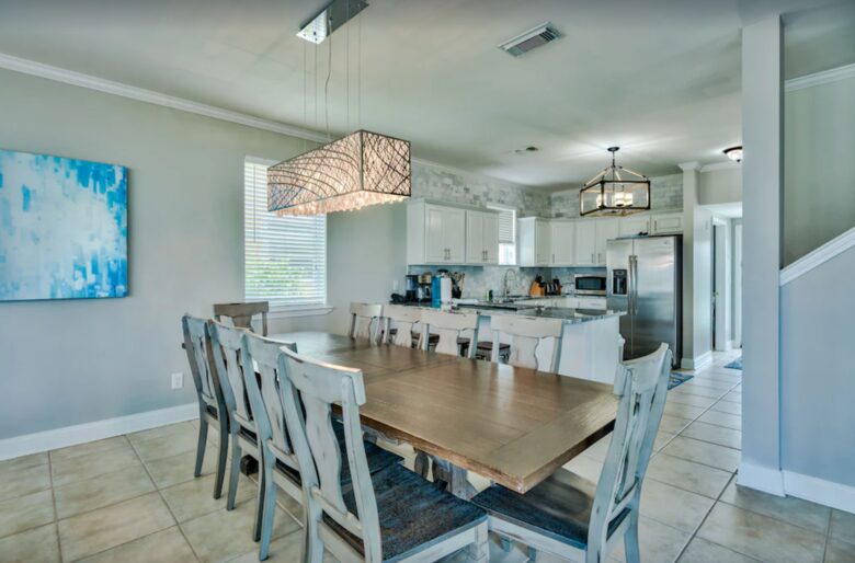 Open dining and kitchen