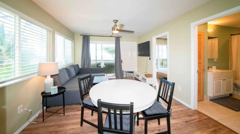 2 bedroom unit dining and living rooms