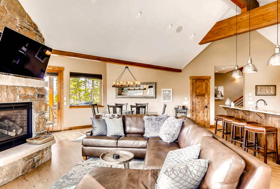 Home Exchange in Breckenridge, CO family room with fireplace