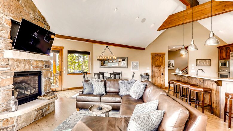 Home Exchange in Breckenridge, CO family room with fireplace