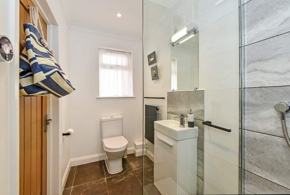 Shower room sink and WC.