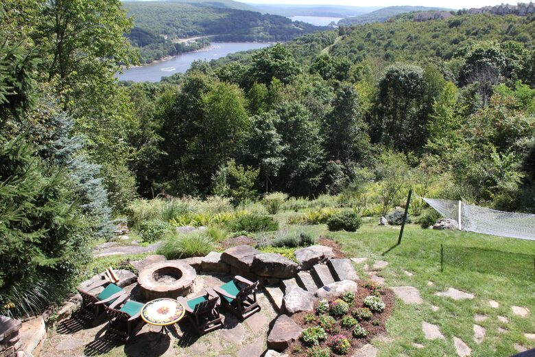 Firepit overlooking lake