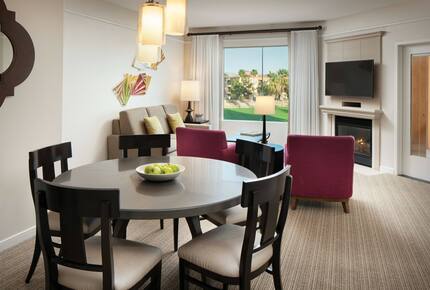 Home Exchange in Pam Desert, CA villa living and dining room