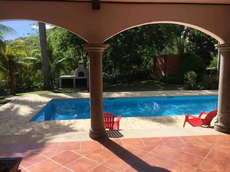 Home Exchange in Tola, Rivas, Nicaragua pool and patio with pizza oven
