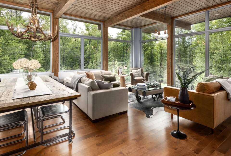 Gorgeous living room with floor-to-ceiling windows