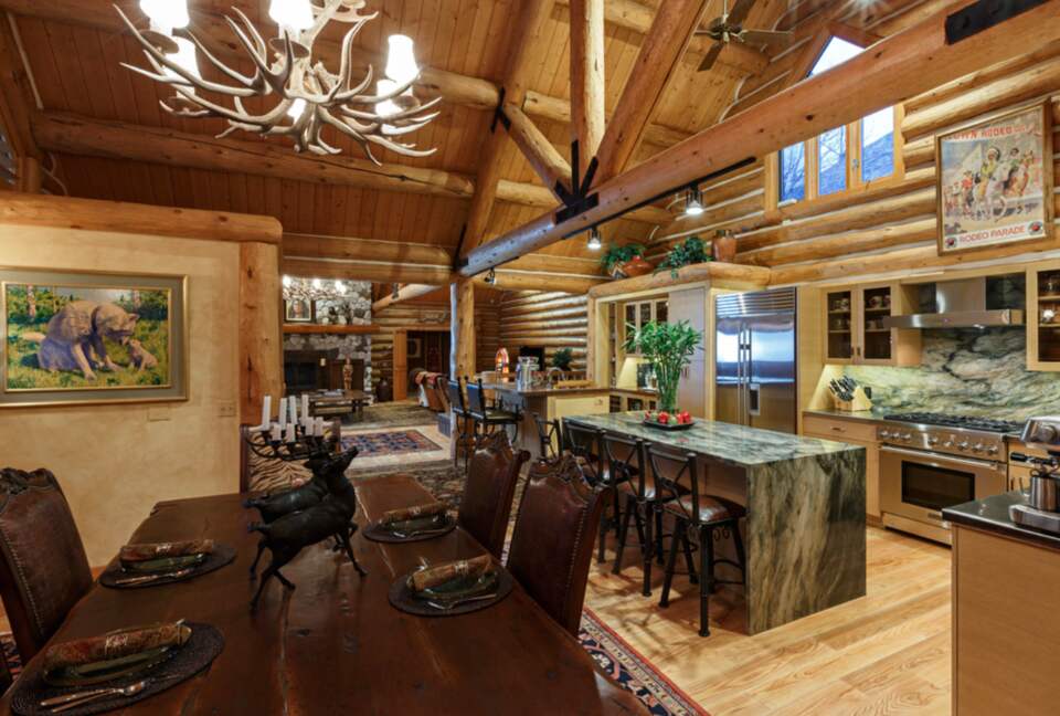 Updated kitchen with spacious island and bar