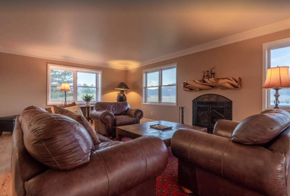 Secondary living room with fireplace