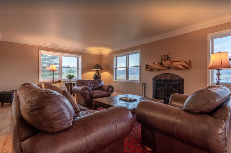 Secondary living room with fireplace