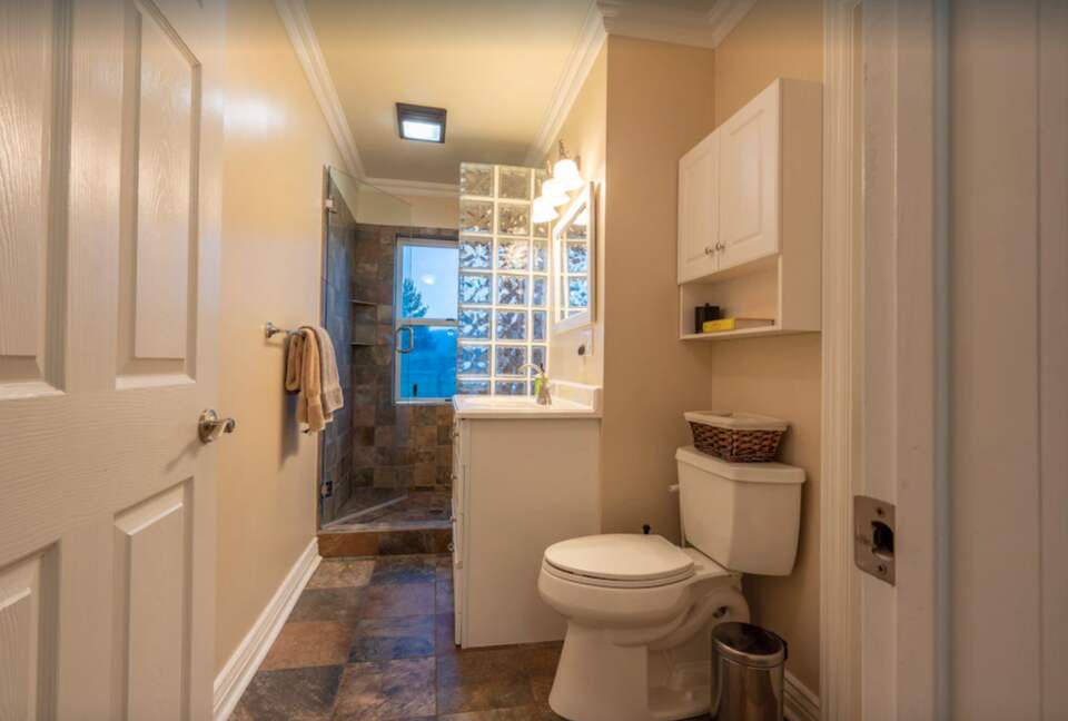 Updated bathroom with walk-in shower