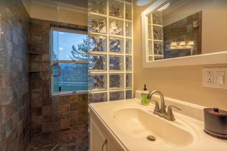 Updated bathroom with walk-in shower