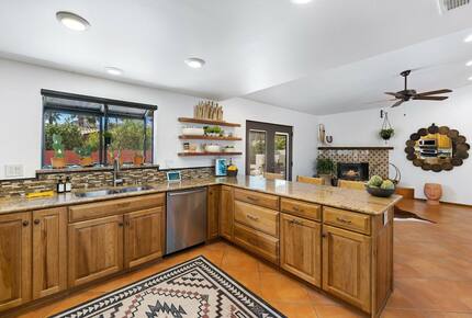 Home Exchange in La Quinta, CA kitchen with stainless steel appliances