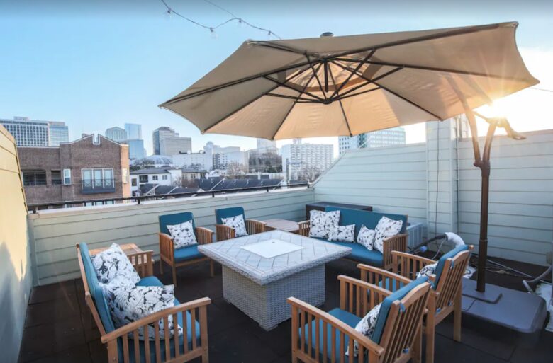 Rooftop deck overlooking the city