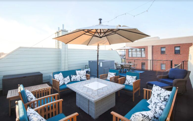 Rooftop deck overlooking the city