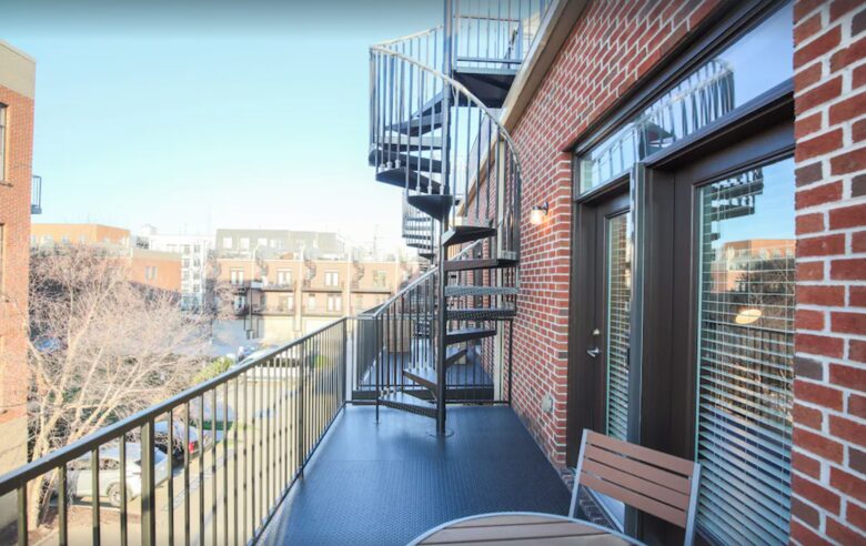 Balcony and stairs to rooftop