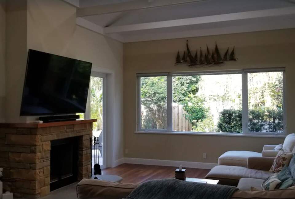 Living room with fireplace