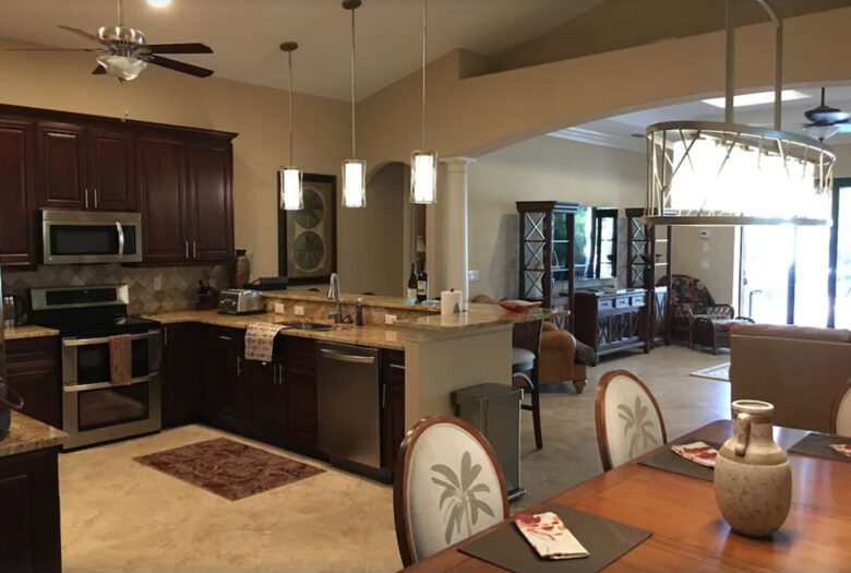 Open living room and kitchen