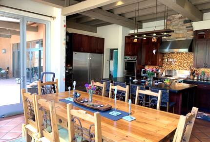 Large dining table with views