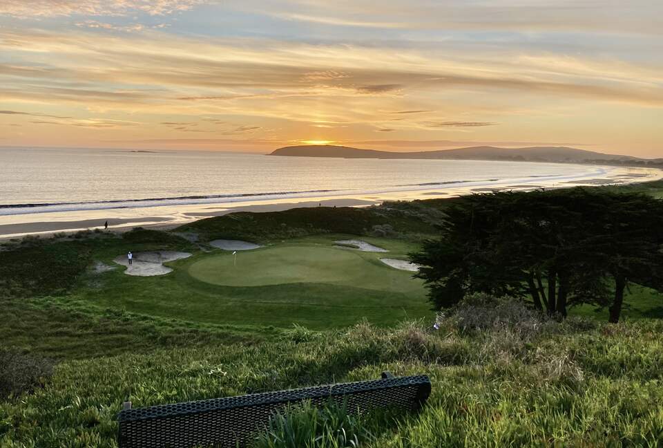Sunset at golf course/beach.