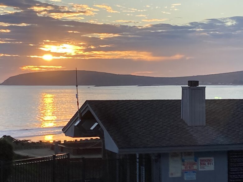 Sunset at Bodega Harbor HOA Clubhouse.