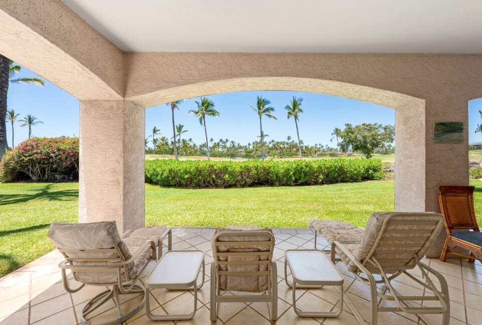 Lanai with view of golf course