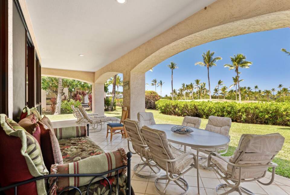 Lanai with view of golf course