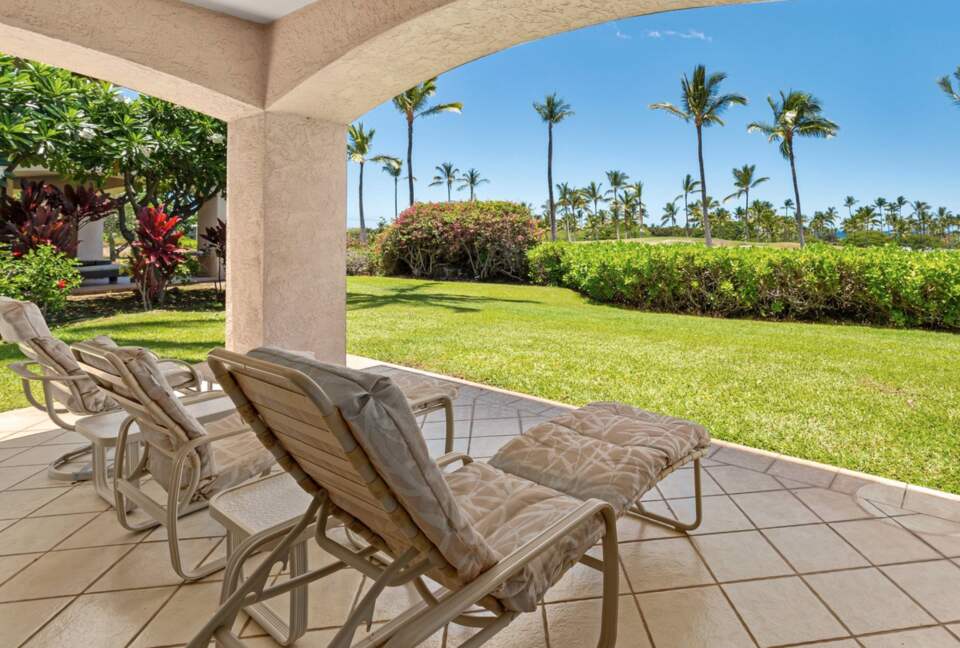 Lanai with view of golf course