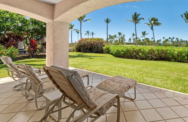 Lanai with view of golf course