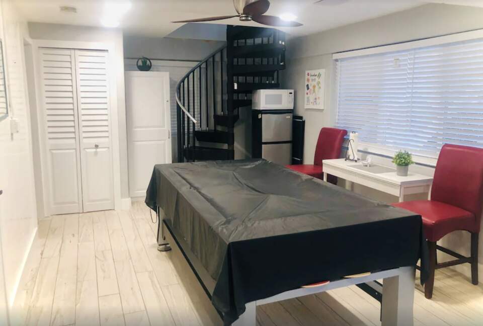 Lower level stairs to upper level