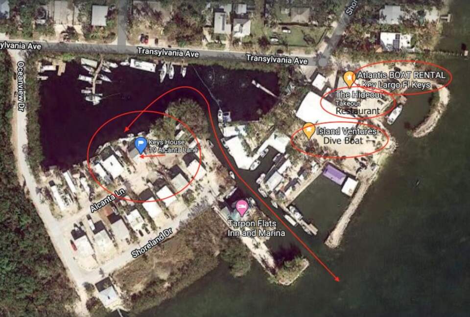 Aerial map of area and access to ocean