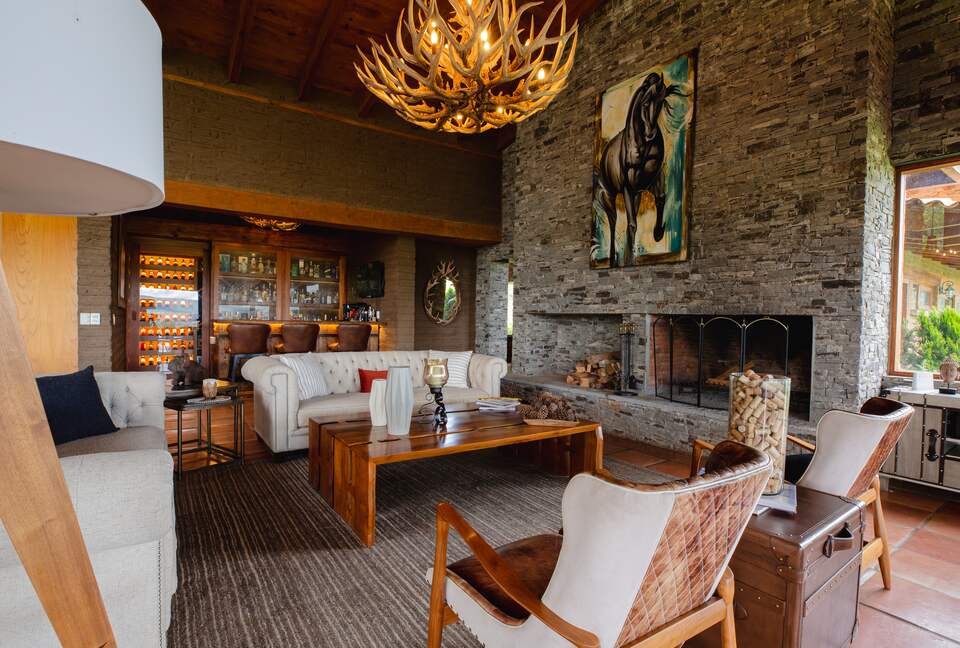 Living room and fireplace