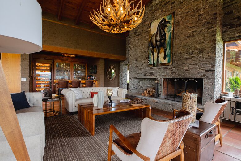 Living room and fireplace