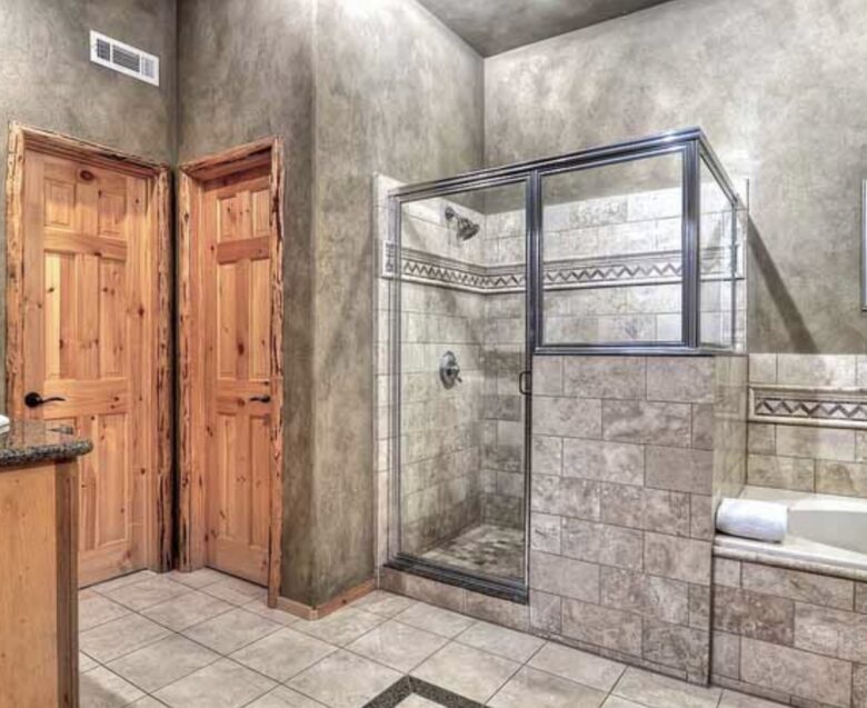 Home Exchange in Big Bear Lake, CA master bathroom