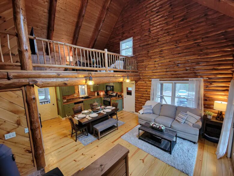 Open living room with loft